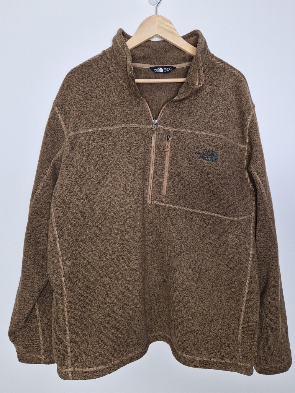 The North Face Gordon Lyons 1/4 Zip Fleece Pullover Jacket Brown Mens XXL